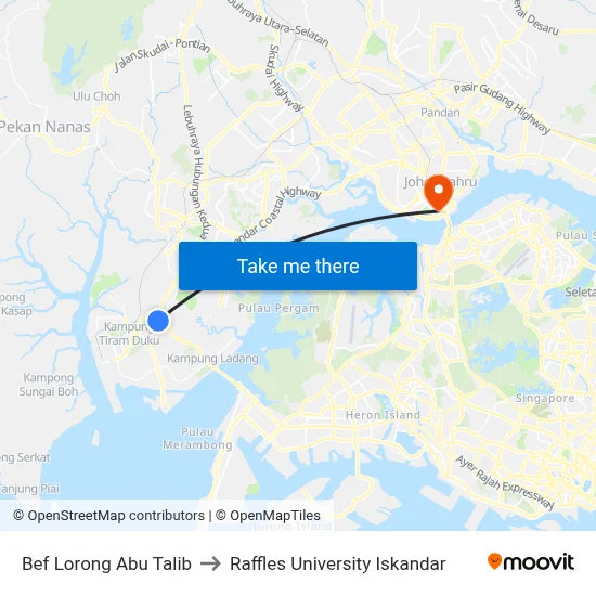 Bef Lorong Abu Talib to Raffles University Iskandar map