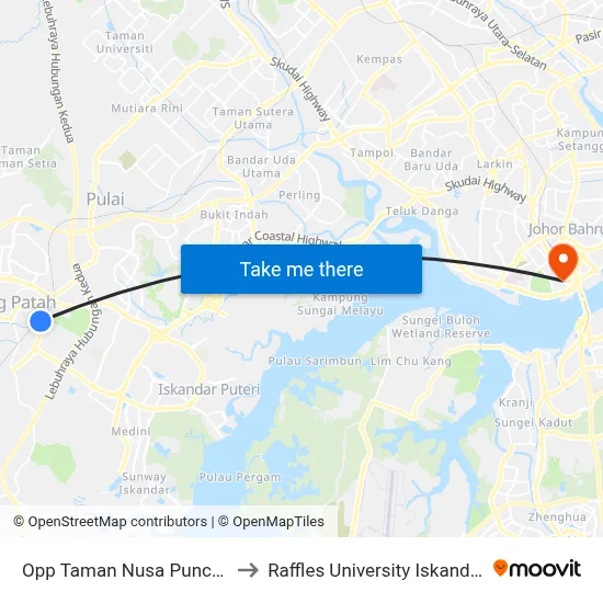 Opp Taman Nusa Puncak to Raffles University Iskandar map