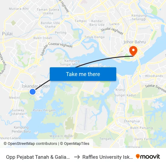 Opp Pejabat Tanah & Galian Johor to Raffles University Iskandar map