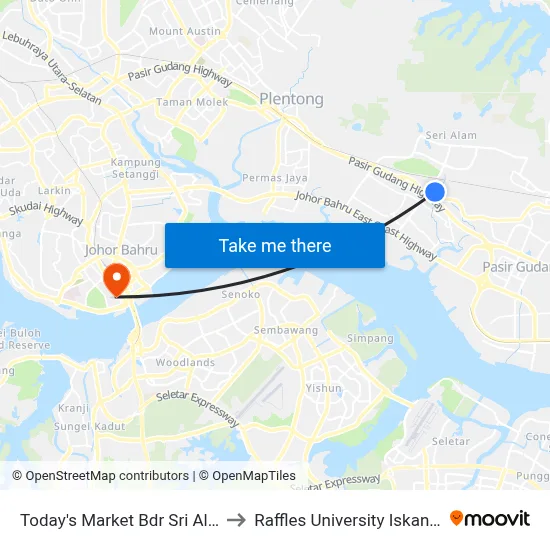 Today's Market Bdr Sri Alam to Raffles University Iskandar map