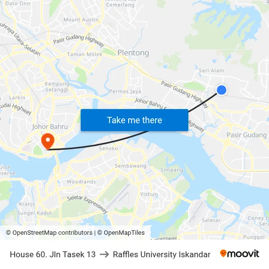 House 60. Jln Tasek 13 to Raffles University Iskandar map
