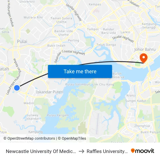 Newcastle University Of Medicine (Malaysia) to Raffles University Iskandar map