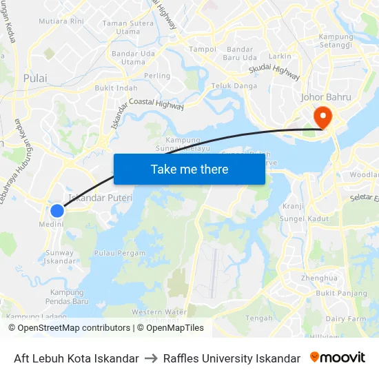 Aft Lebuh Kota Iskandar to Raffles University Iskandar map
