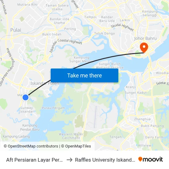 Aft Persiaran Layar Perak to Raffles University Iskandar map