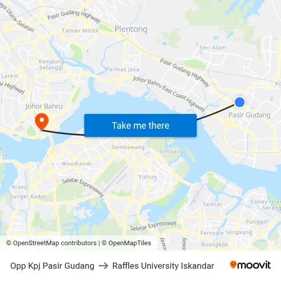 Opp Kpj Pasir Gudang to Raffles University Iskandar map