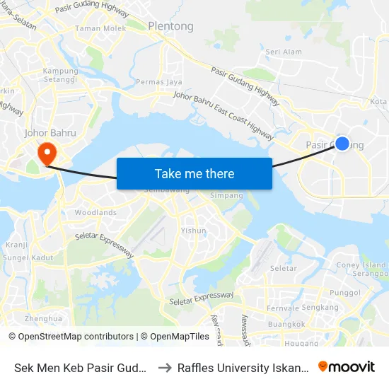 Sek Men Keb Pasir Gudang to Raffles University Iskandar map