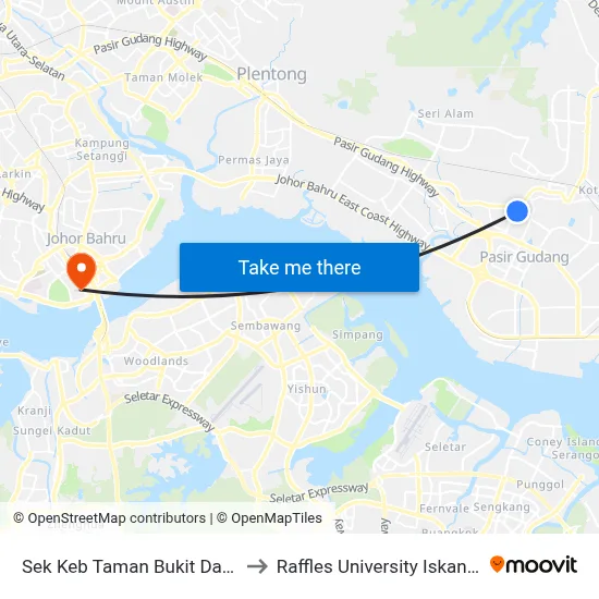 Sek Keb Taman Bukit Dahlia to Raffles University Iskandar map