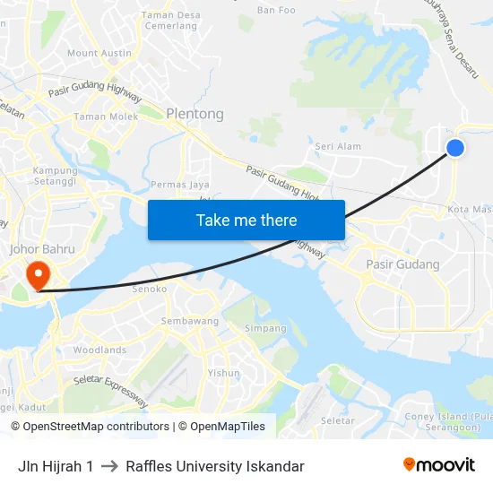 Jln Hijrah 1 to Raffles University Iskandar map