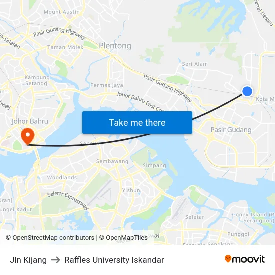Jln Kijang to Raffles University Iskandar map