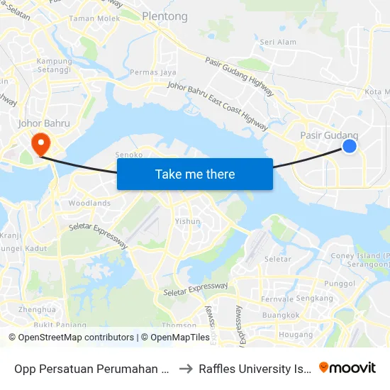 Opp Persatuan Perumahan Bukit Jati to Raffles University Iskandar map