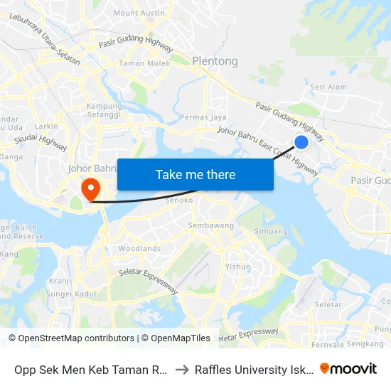 Opp Sek Men Keb Taman Rinting 2 to Raffles University Iskandar map