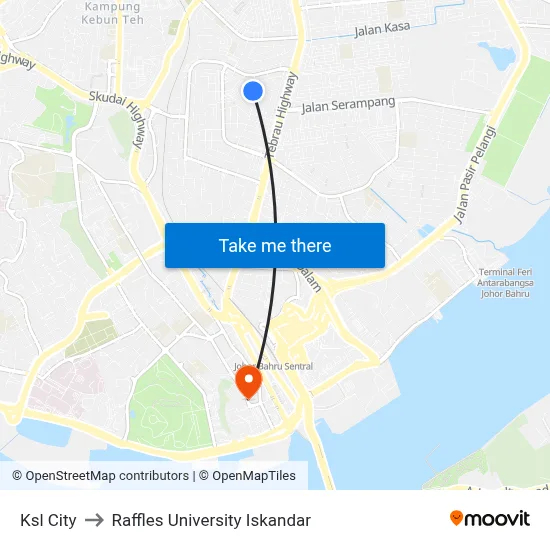 Ksl City to Raffles University Iskandar map