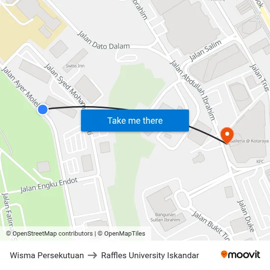Wisma Persekutuan to Raffles University Iskandar map