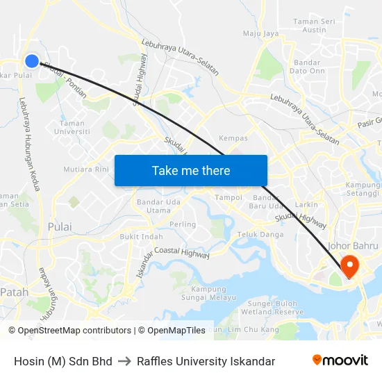 Hosin (M) Sdn Bhd to Raffles University Iskandar map