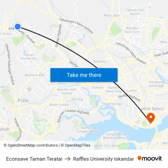 Econsave Taman Teratai to Raffles University Iskandar map