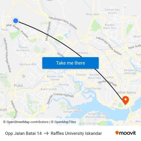 Opp Jalan Batai 14 to Raffles University Iskandar map