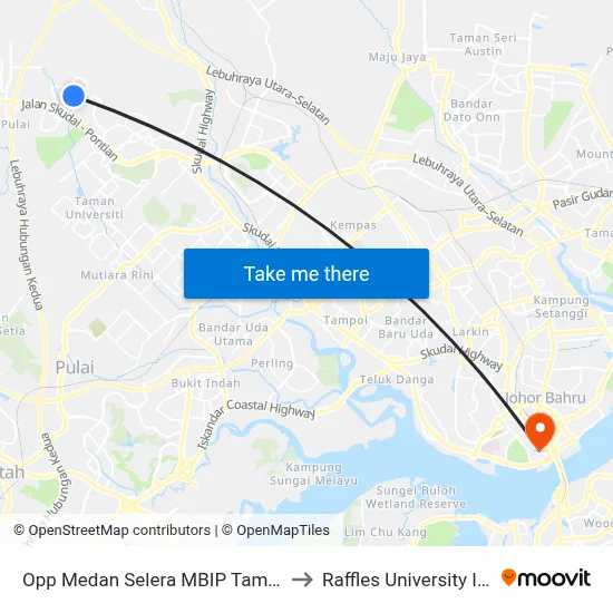 Opp Medan Selera MBIP Taman Sri Pulai to Raffles University Iskandar map