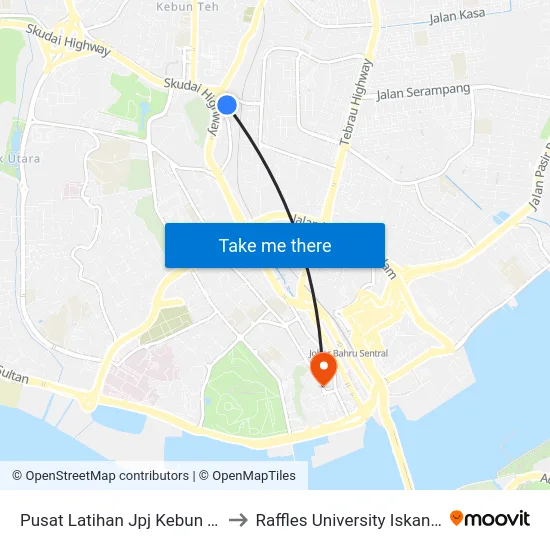 Pusat Latihan Jpj Kebun Teh to Raffles University Iskandar map