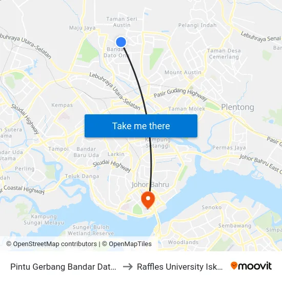 Pintu Gerbang Bandar Dato' Onn to Raffles University Iskandar map