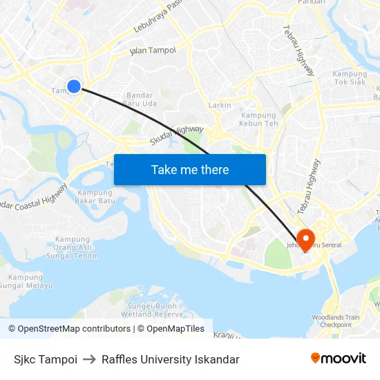 Sjkc Tampoi to Raffles University Iskandar map