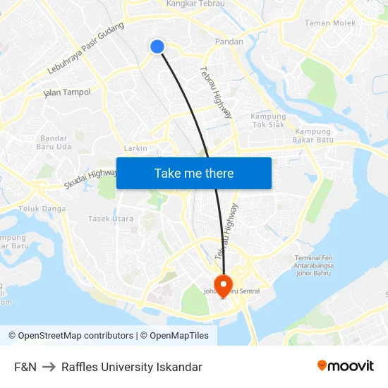 F&N to Raffles University Iskandar map