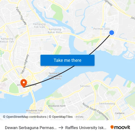 Dewan Serbaguna Permas Jaya to Raffles University Iskandar map