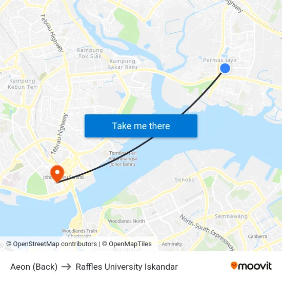 Aeon (Back) to Raffles University Iskandar map