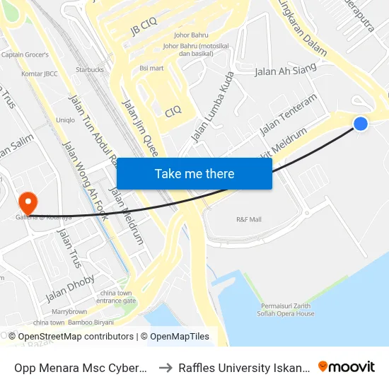 Opp Menara Msc Cyberport to Raffles University Iskandar map