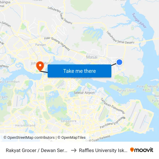Rakyat Grocer / Dewan Serbaguna to Raffles University Iskandar map