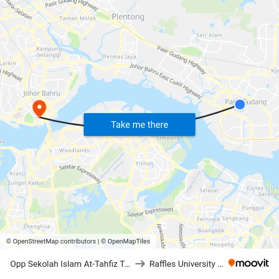 Opp Sekolah Islam At-Tahfiz Taman Mawar to Raffles University Iskandar map