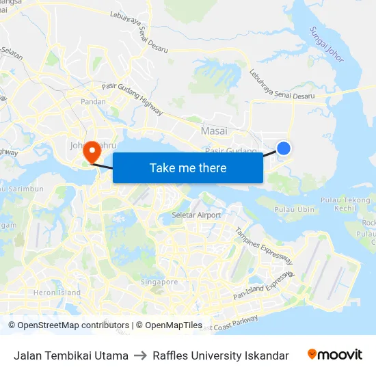 Jalan Tembikai Utama to Raffles University Iskandar map