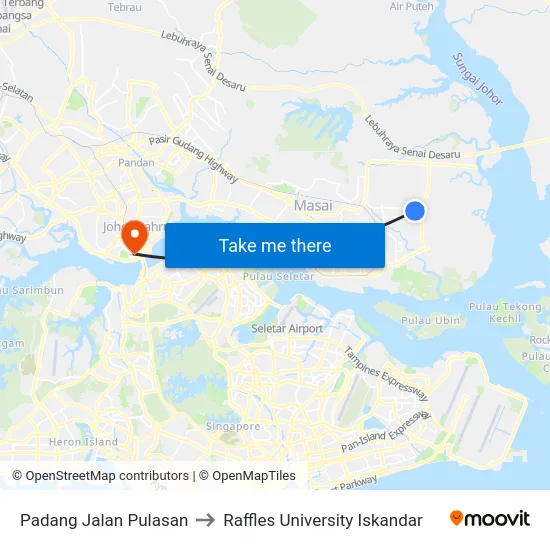 Padang Jalan Pulasan to Raffles University Iskandar map