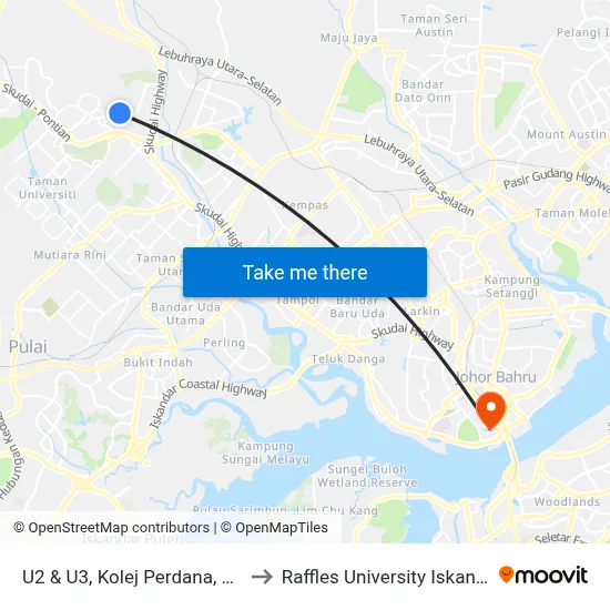 U2 & U3, Kolej Perdana, Utm to Raffles University Iskandar map