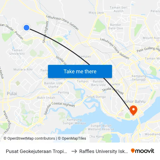 Pusat Geokejuteraan Tropika, Utm to Raffles University Iskandar map