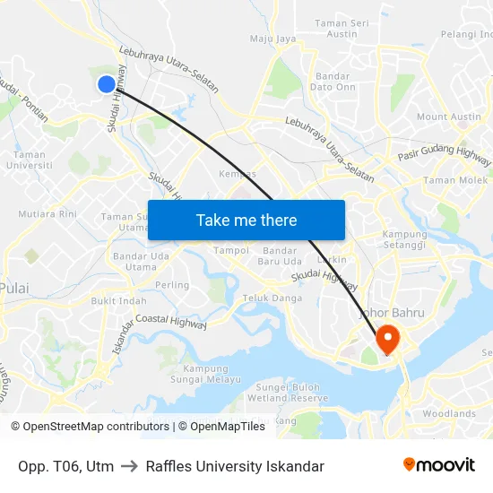 Opp. T06, Utm to Raffles University Iskandar map