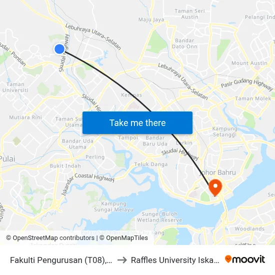 Fakulti Pengurusan (T08), Utm to Raffles University Iskandar map