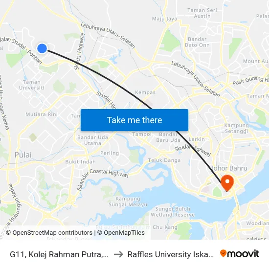 G11, Kolej Rahman Putra, Utm to Raffles University Iskandar map