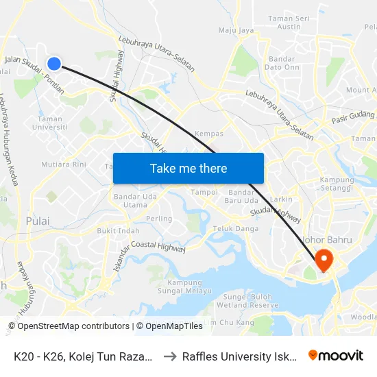 K20 - K26, Kolej Tun Razak, Utm to Raffles University Iskandar map