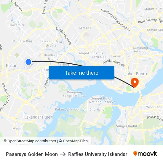 Pasaraya Golden Moon to Raffles University Iskandar map