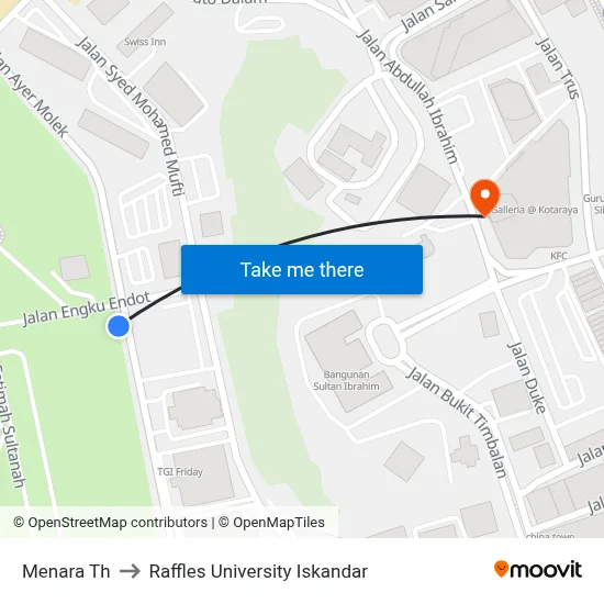 Menara Th to Raffles University Iskandar map