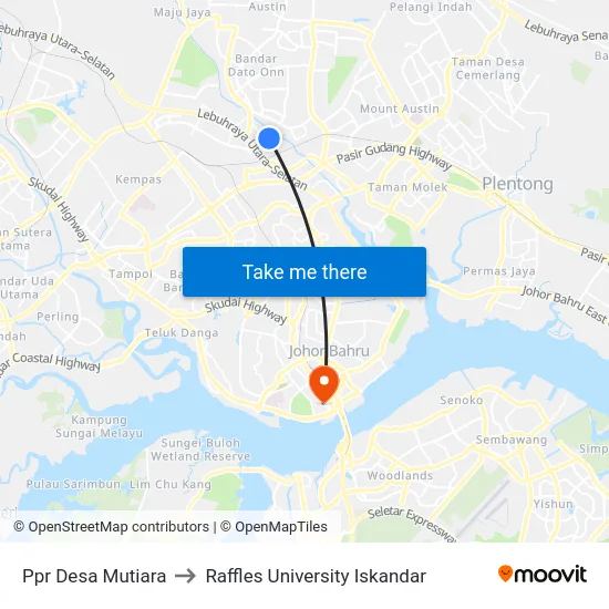 Ppr Desa Mutiara to Raffles University Iskandar map
