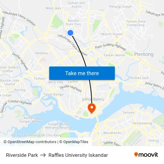 Riverside Park to Raffles University Iskandar map