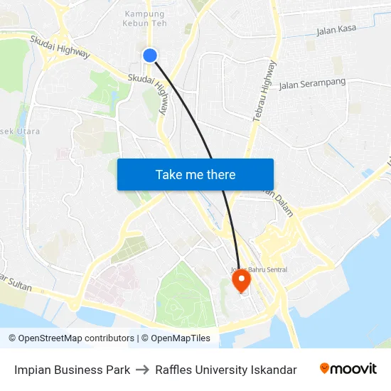 Impian Business Park to Raffles University Iskandar map