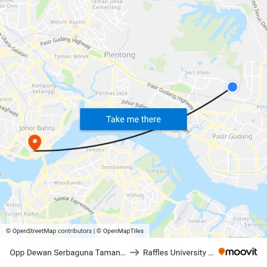 Opp Dewan Serbaguna Taman Nusa Damai to Raffles University Iskandar map