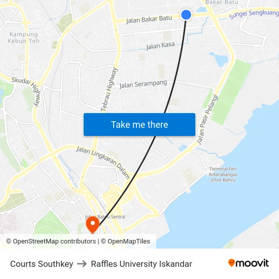 Courts Southkey to Raffles University Iskandar map