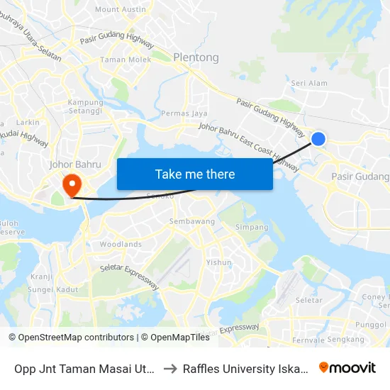 Opp Jnt Taman Masai Utama to Raffles University Iskandar map