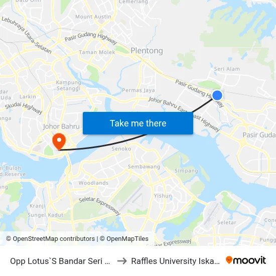 Opp Lotus`S Bandar Seri Alam to Raffles University Iskandar map