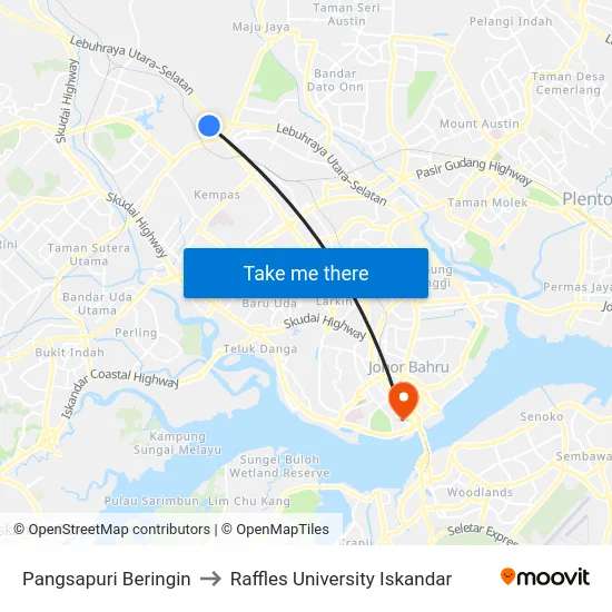 Pangsapuri Beringin to Raffles University Iskandar map