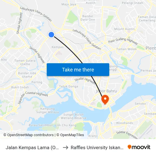 Jalan Kempas Lama (Opp) to Raffles University Iskandar map