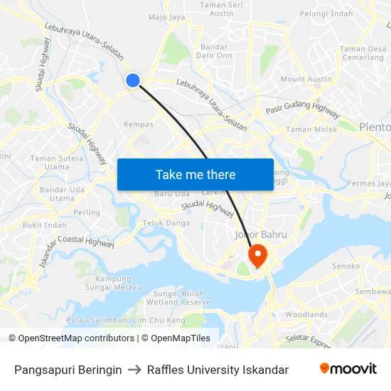Pangsapuri Beringin to Raffles University Iskandar map
